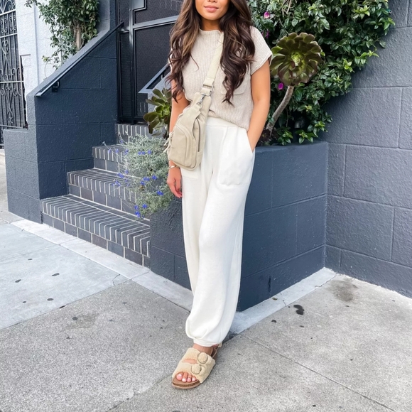 FREE PEOPLE Freya Pant Bone White Jogger S Small FP Beach - Picture 4 of 15